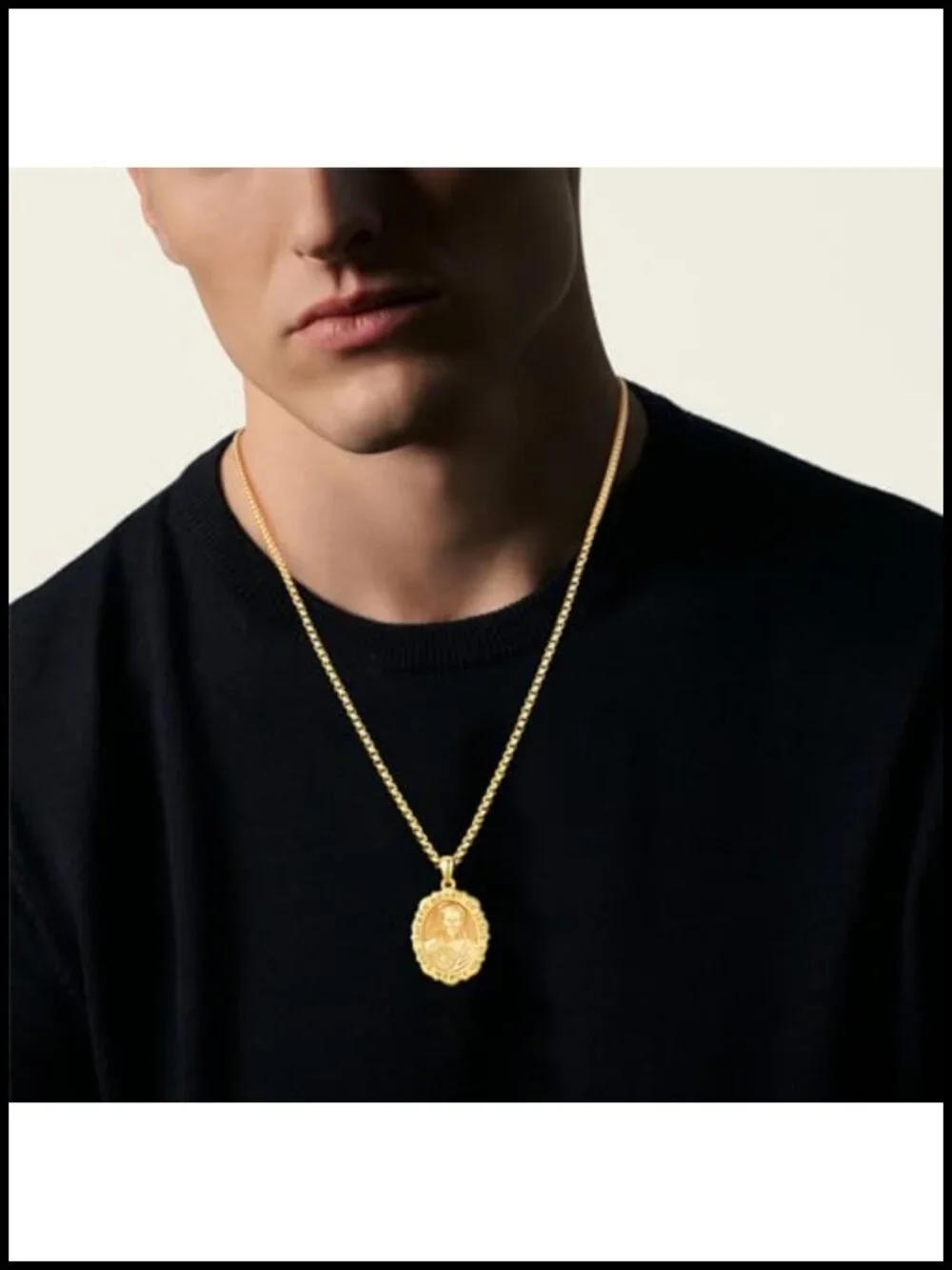 925 Sterling Silver 24K Gold Plated Saint Medal Pendant Necklace for Women Men